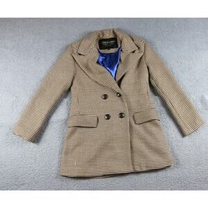 Juicy Couture Coat Womens Small Brown Soft Houndstooth Lined Black Label